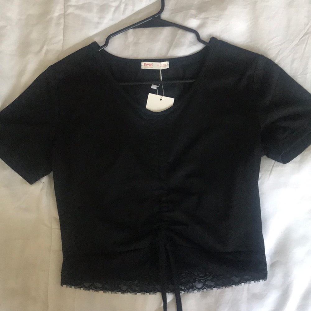 Black, lace, crop top. Brand new, never worn.